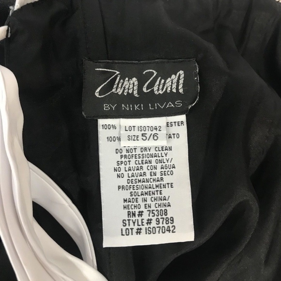 VTG Formal Gown Zum Zum Black White SZ 5/6 - Picture 6 of 6